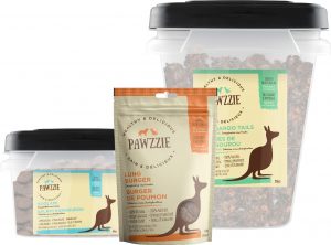 A selection of Pawzzie kangaroo treats for dogs and cats.